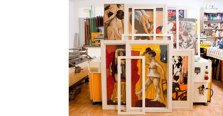 Imagen taller de serigrafía Manolo Gordillo Edición de Arte