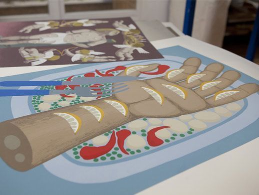 Mano de García Revuelta. Serigrafía editada por el taller de Manolo Gordillo